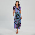 Psychedelic Om Print Short Sleeve Maxi Dress