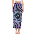 Psychedelic Om Print Side Slit Maxi Skirt