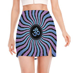 Psychedelic Om Print Side Slit Mini Skirt