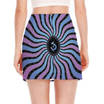 Psychedelic Om Print Side Slit Mini Skirt