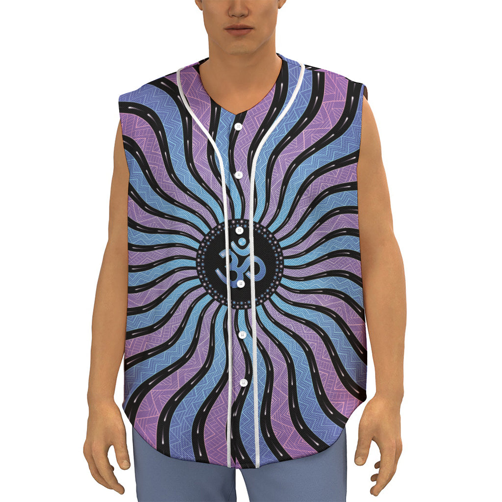 Psychedelic Om Print Sleeveless Baseball Jersey