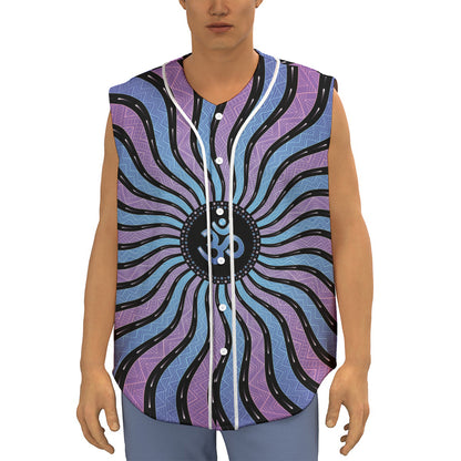 Psychedelic Om Print Sleeveless Baseball Jersey