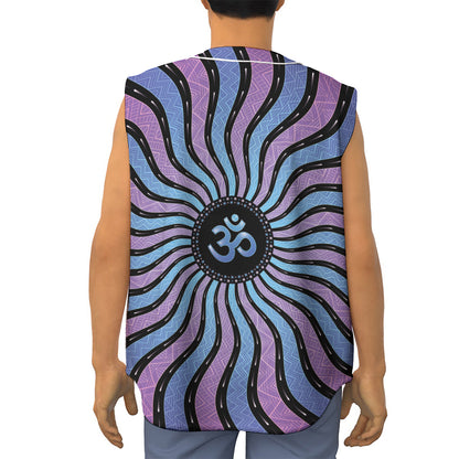 Psychedelic Om Print Sleeveless Baseball Jersey