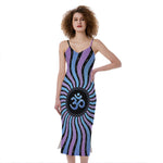 Psychedelic Om Print Slim Fit Midi Cami Dress