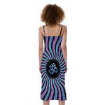 Psychedelic Om Print Slim Fit Midi Cami Dress