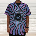 Psychedelic Om Print Textured Short Sleeve Shirt