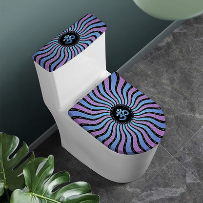 Psychedelic Om Print Toilet Lid And Tank Cover Set