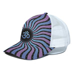 Psychedelic Om Print White Mesh Trucker Cap