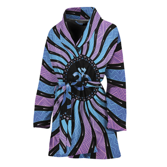 Psychedelic Om Print Women's Bathrobe