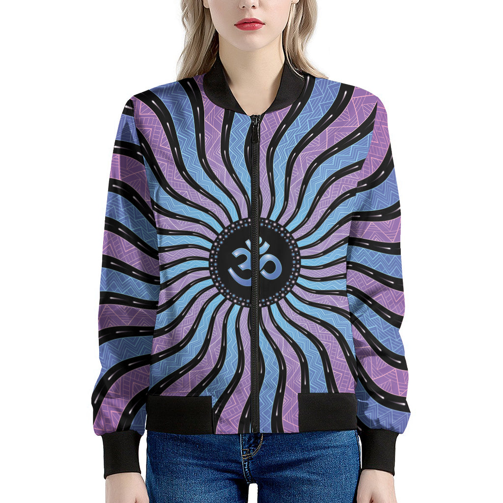 Psychedelic Om Print Women's Bomber Jacket