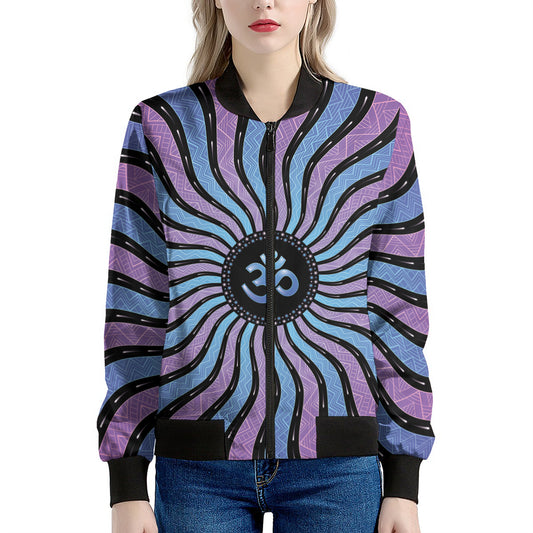 Psychedelic Om Print Women's Bomber Jacket