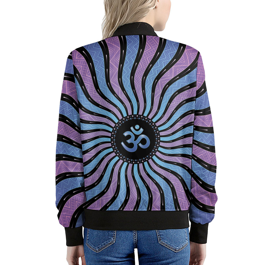 Psychedelic Om Print Women's Bomber Jacket