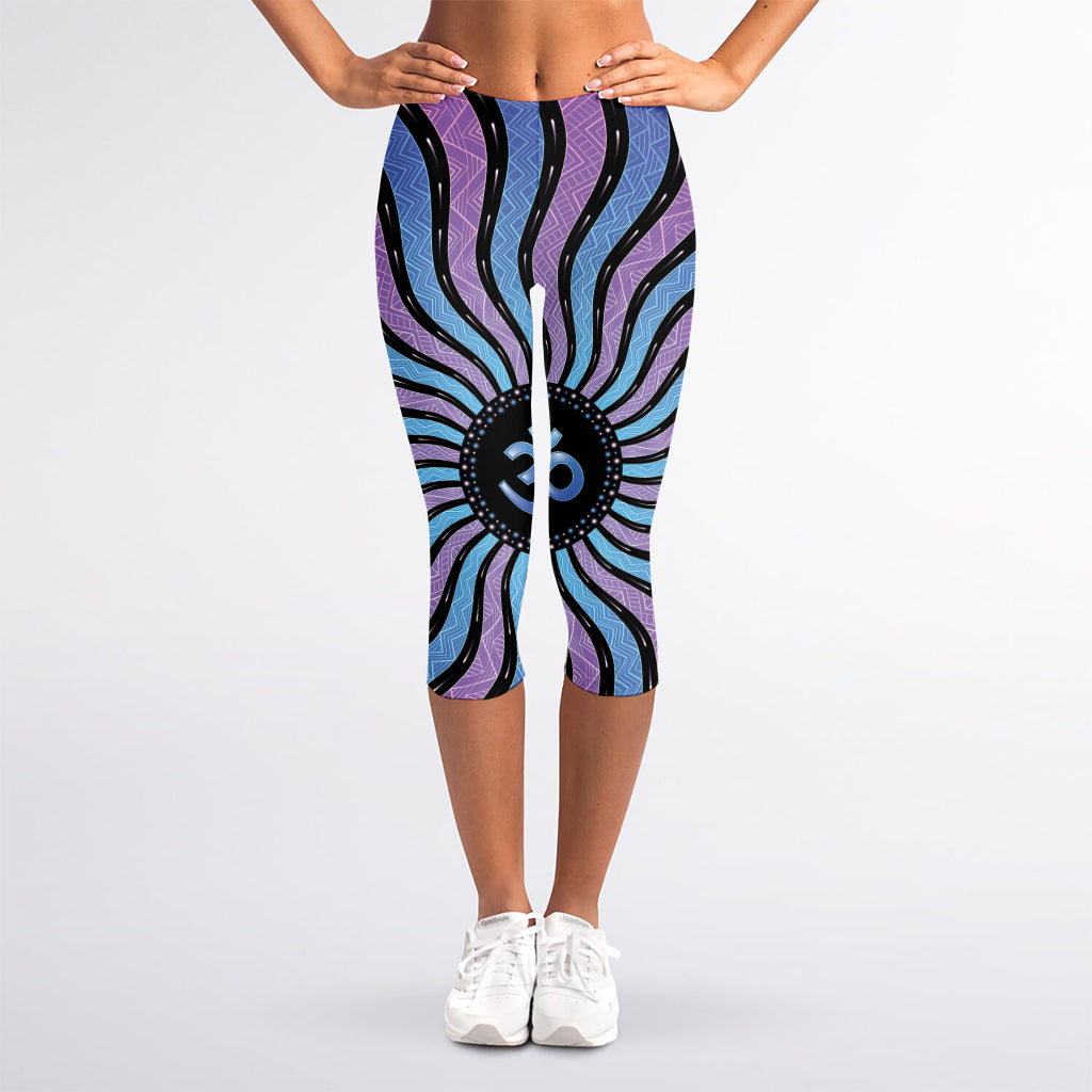 Psychedelic Om Print Women's Capri Leggings