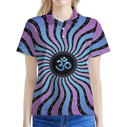 Psychedelic Om Print Women's Polo Shirt