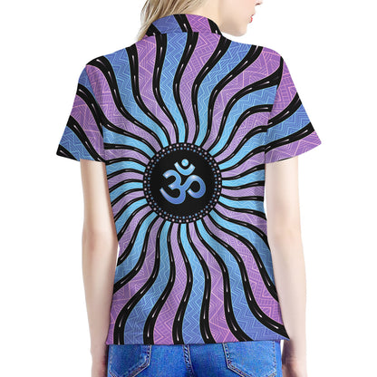 Psychedelic Om Print Women's Polo Shirt