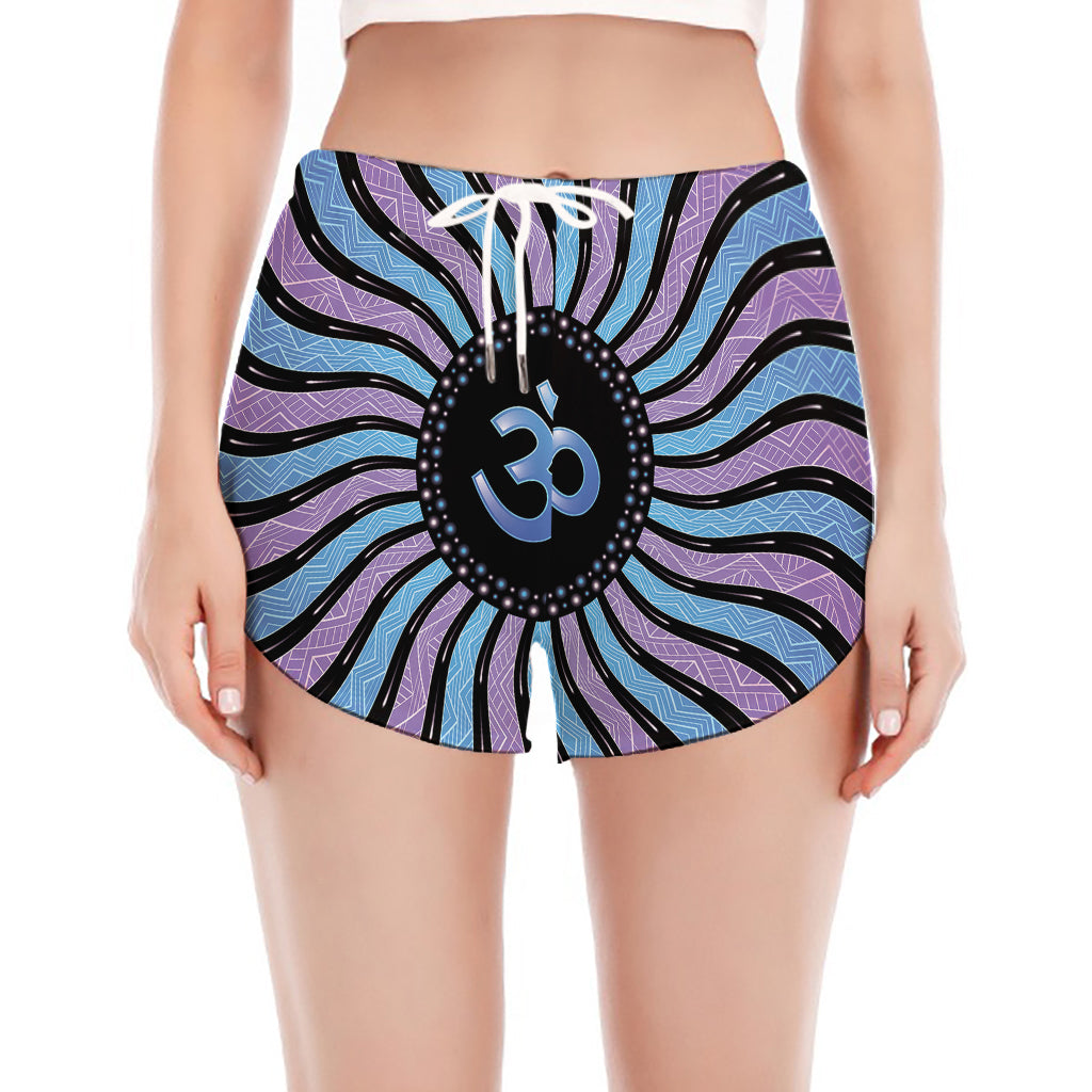 Psychedelic Om Print Women's Split Running Shorts