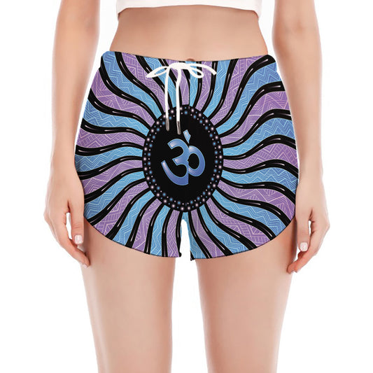 Psychedelic Om Print Women's Split Running Shorts