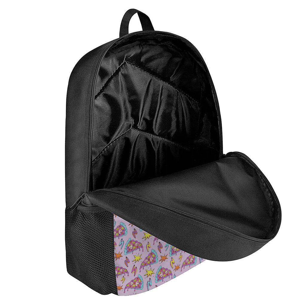 Psychedelic Pizza Pattern Print 17 Inch Backpack