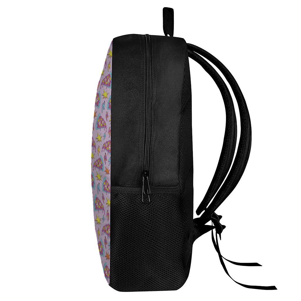 Psychedelic Pizza Pattern Print 17 Inch Backpack