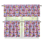 Psychedelic Pizza Pattern Print 3 Piece Kitchen Curtains