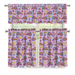 Psychedelic Pizza Pattern Print 3 Piece Kitchen Curtains