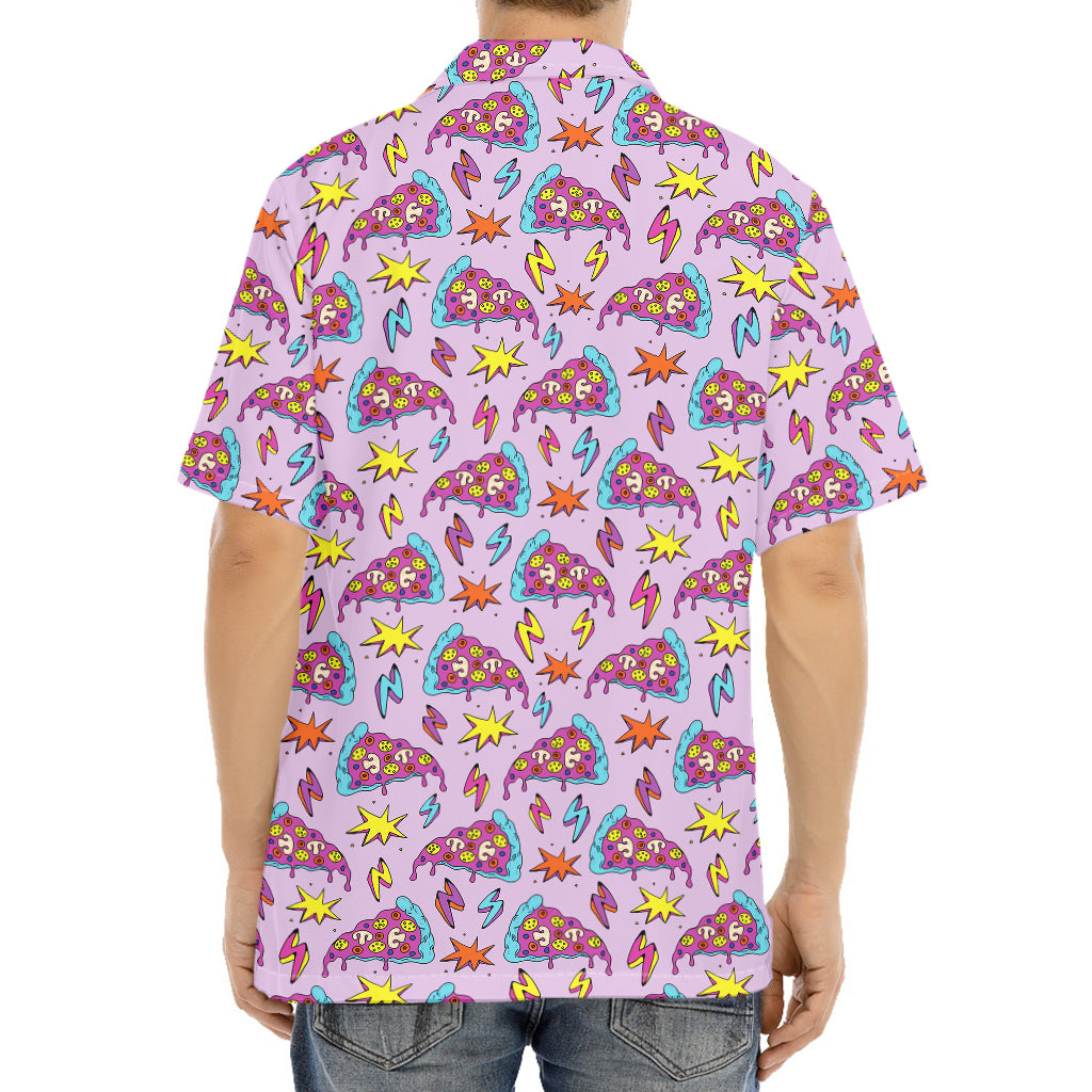 Psychedelic Pizza Pattern Print Aloha Shirt