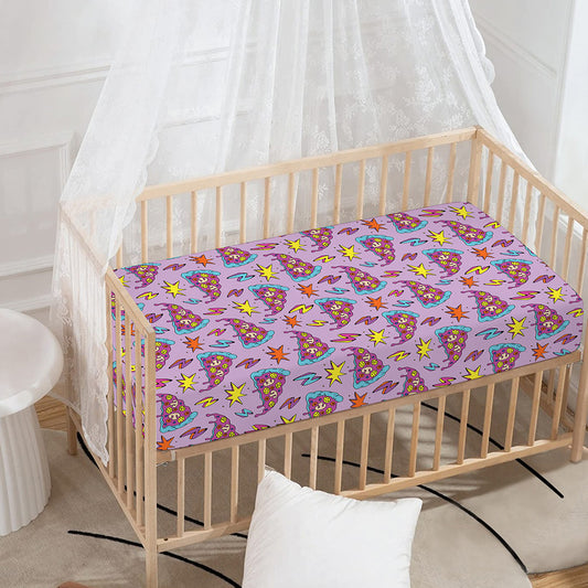 Psychedelic Pizza Pattern Print Baby Crib Sheet