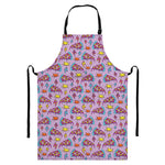 Psychedelic Pizza Pattern Print Bib Apron With Pocket