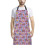 Psychedelic Pizza Pattern Print Bib Apron With Pocket