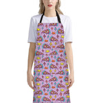 Psychedelic Pizza Pattern Print Bib Apron With Pocket