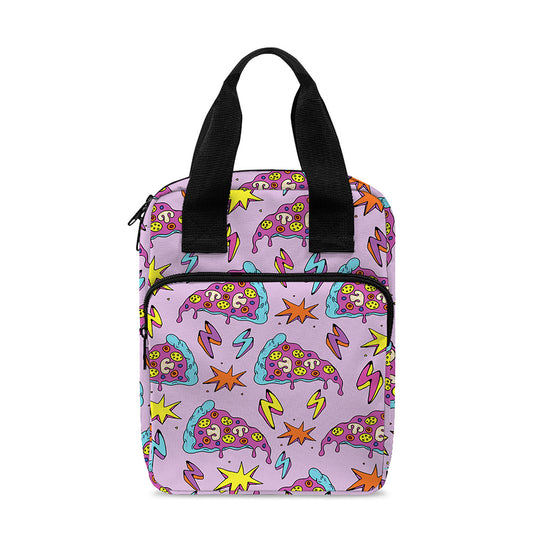 Psychedelic Pizza Pattern Print Bible Tote Bag
