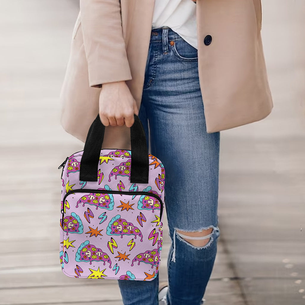 Psychedelic Pizza Pattern Print Bible Tote Bag