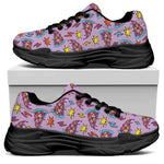 Psychedelic Pizza Pattern Print Black Chunky Shoes