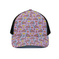 Psychedelic Pizza Pattern Print Black Mesh Trucker Hat