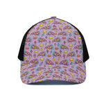 Psychedelic Pizza Pattern Print Black Mesh Trucker Cap