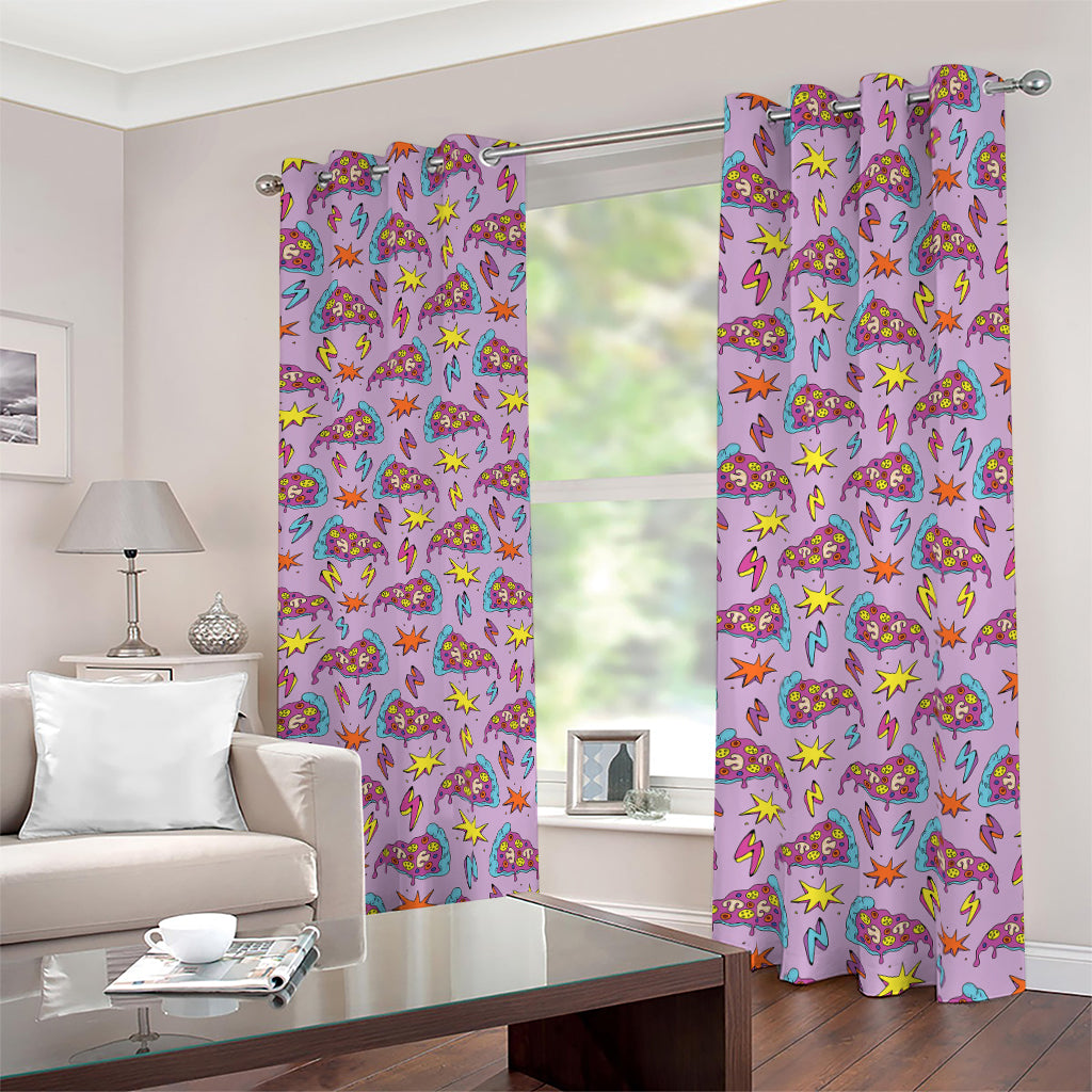 Psychedelic Pizza Pattern Print Blackout Grommet Curtains