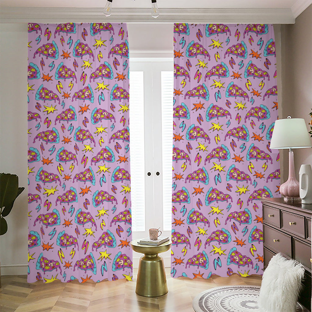 Psychedelic Pizza Pattern Print Blackout Pencil Pleat Curtains