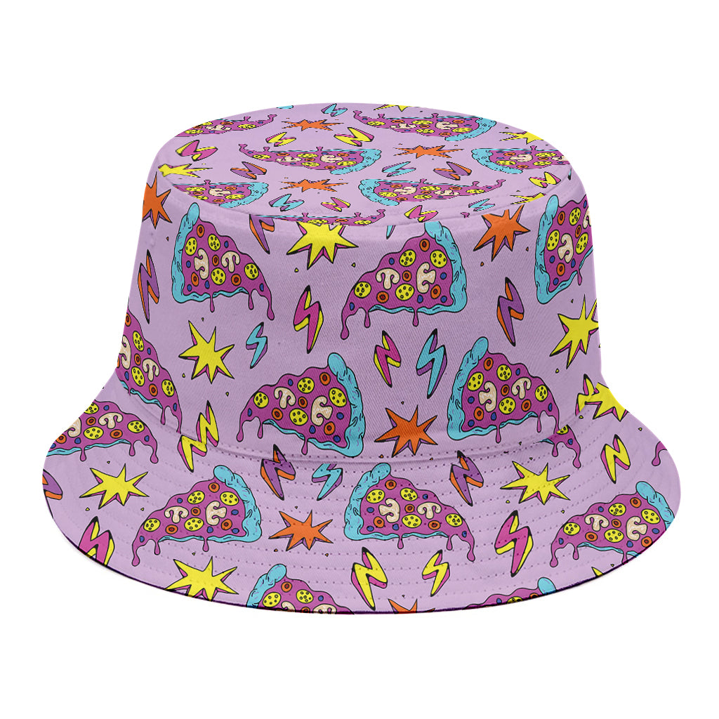 Psychedelic Pizza Pattern Print Bucket Hat