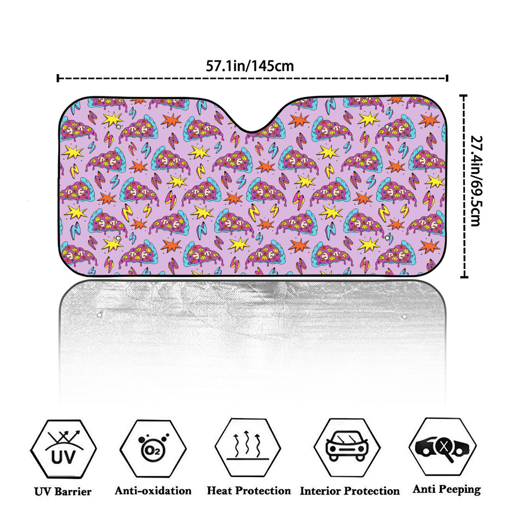Psychedelic Pizza Pattern Print Car Windshield Sun Shade