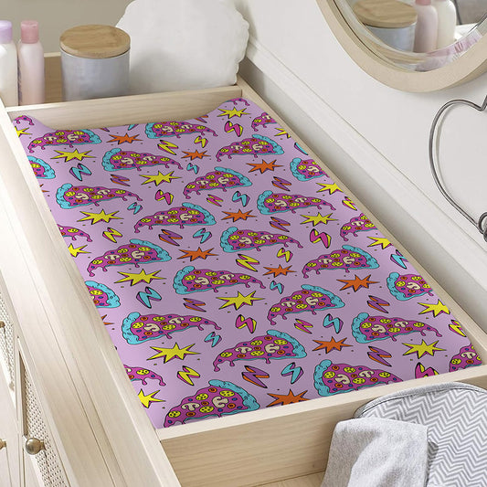 Psychedelic Pizza Pattern Print Changing Pad Cover