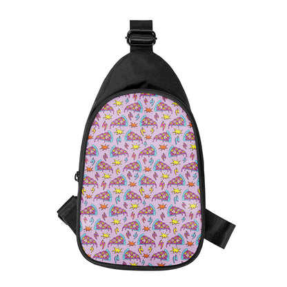 Psychedelic Pizza Pattern Print Chest Bag