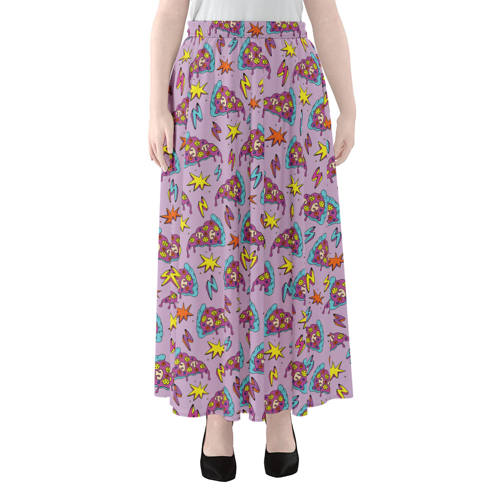 Psychedelic Pizza Pattern Print Chiffon Maxi Skirt