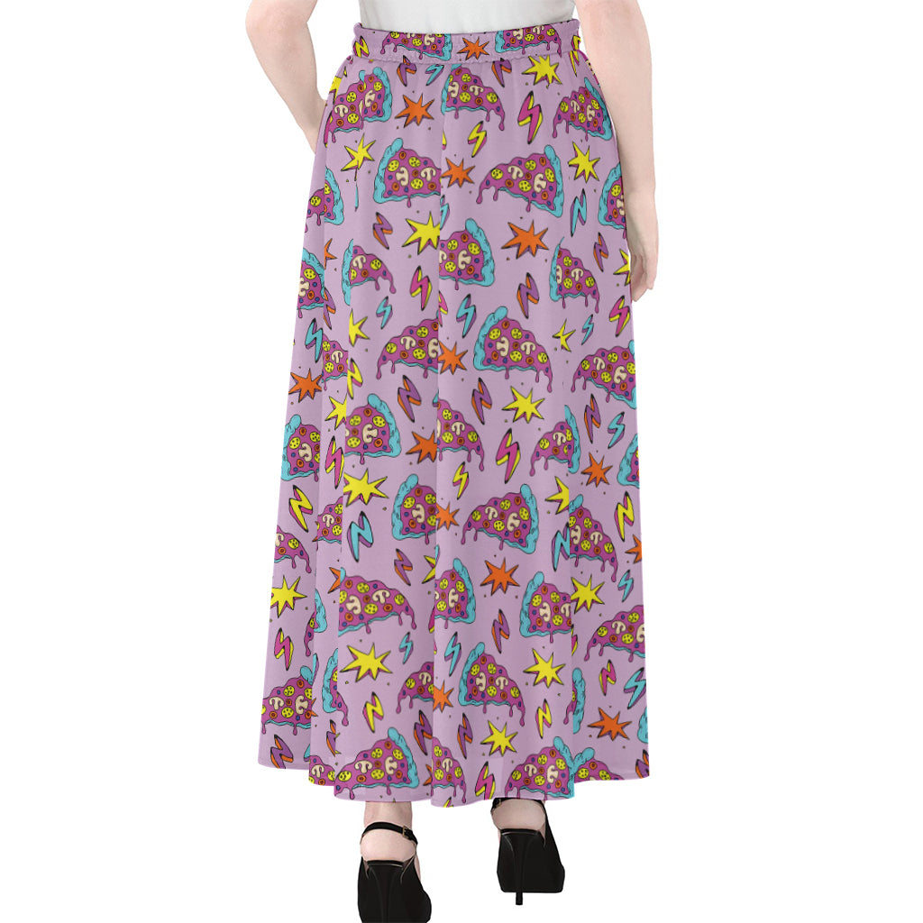 Psychedelic Pizza Pattern Print Chiffon Maxi Skirt