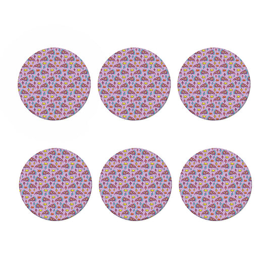 Psychedelic Pizza Pattern Print Coaster Set