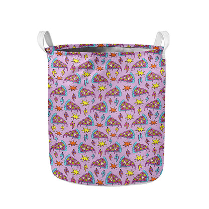Psychedelic Pizza Pattern Print Collapsible Laundry Basket