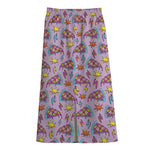 Psychedelic Pizza Pattern Print Cotton Front Slit Maxi Skirt