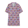 Psychedelic Pizza Pattern Print Cotton Hawaiian Shirt