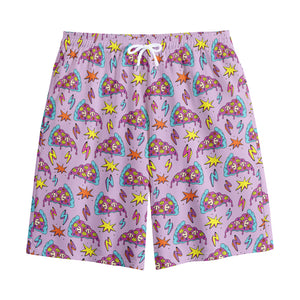 Psychedelic Pizza Pattern Print Cotton Shorts