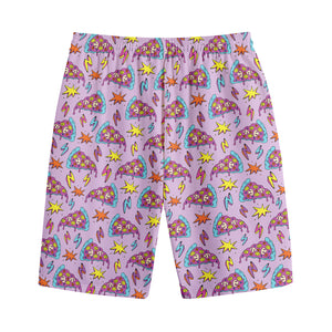 Psychedelic Pizza Pattern Print Cotton Shorts