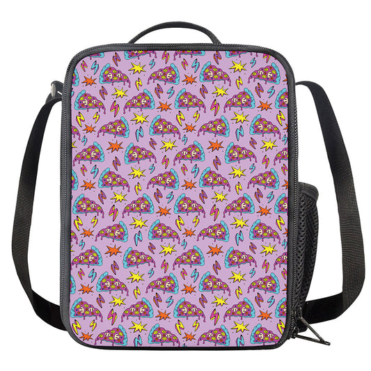 Psychedelic Pizza Pattern Print Crossbody Lunch Bag